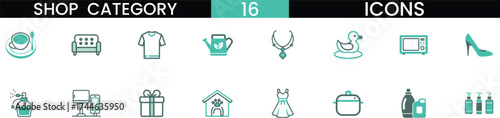 Modern e-commerce shop category icons set for online store website design vector