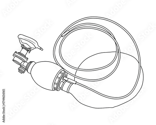 Bag valve mask ventilation device illustration on a white background; a crucial medical tool.