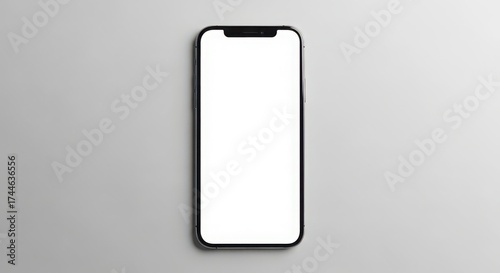 Modern Smartphone with Blank Screen for Mockup Display Against Minimalist Gray Background