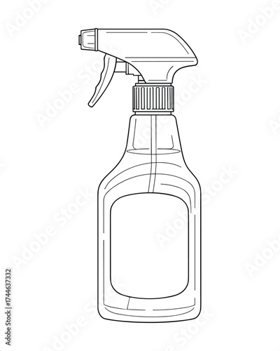 Detailed Vector Graphic: Blank Spray Bottle Outline for Cleaning Solutions and Products