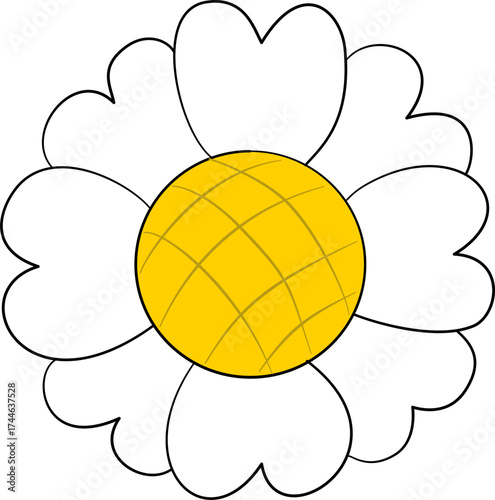White flower with double petals, vector illustration