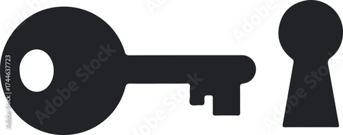 Key and Keyhole Silhouette Illustration for Security and Access.