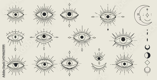 Mystical Eye Symbols Collection Spiritual and Celestial Designs.