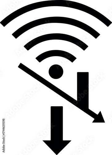 No Wifi Connection Signal Icon Illustrating Disconnection and Data Transfer.