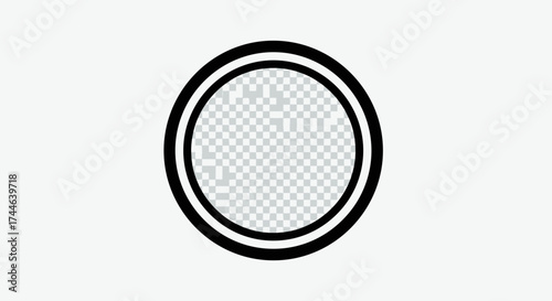 Minimalist Black and White Circle Design with Transparent Center.