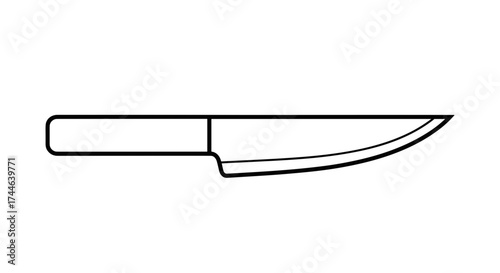 Outline of a Kitchen Knife with a Sharp Blade.