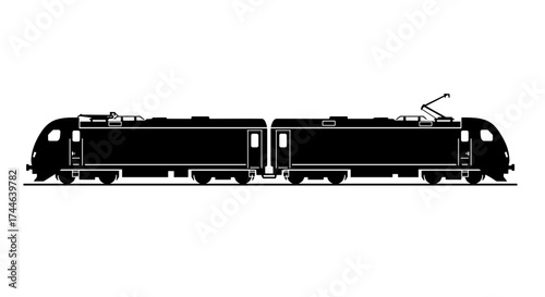 Silhouette of a HighSpeed Train on White Background.
