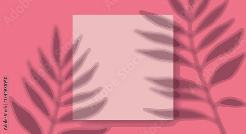 Pink square with leaf shadows perfect for text placement and design.