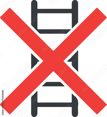 Prohibited ladder symbol indicating restriction and safety regulations for climbing.