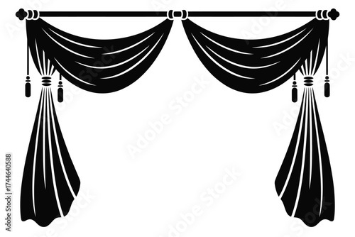 Elegant black drapery illustration vector scalable eps icon for decorative interiors and stage design vector