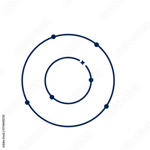 Obraz na płótnie Dynamic orbiting structure, network of interconnected points, symbolizing connec