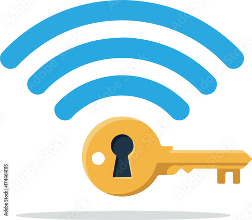 Secured WiFi network key connection for internet access and security.