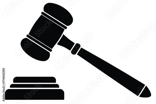 Silhouette vector illustration of a gavel and sounding block scalable eps graphic vector