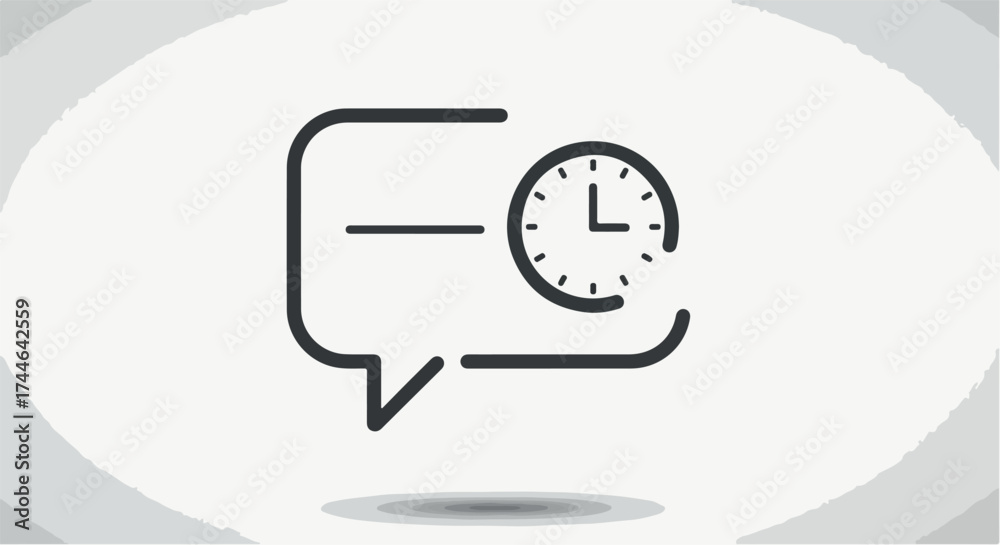 Fototapeta premium Time management concept represented by a clock inside a speech bubble.