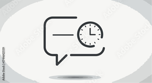 Time management concept represented by a clock inside a speech bubble.