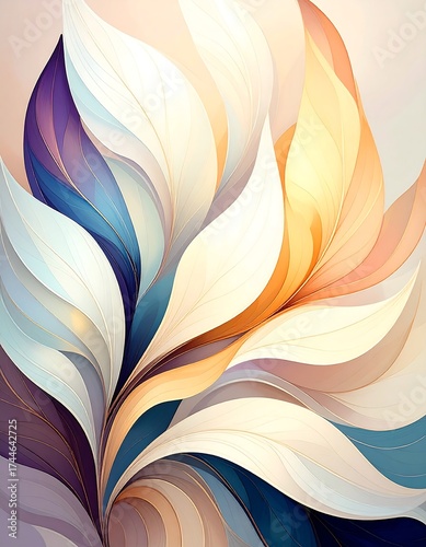 Elegant Abstract Botanical Composition of Stylized Petals