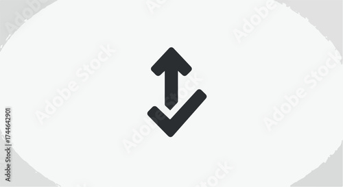 Upward arrow and checkmark symbol representing approval and progress.