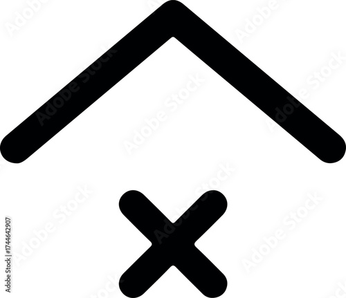 Upward arrow and cross symbol representing a negative or incorrect action.