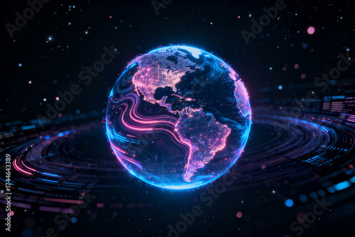 Glowing globe in space