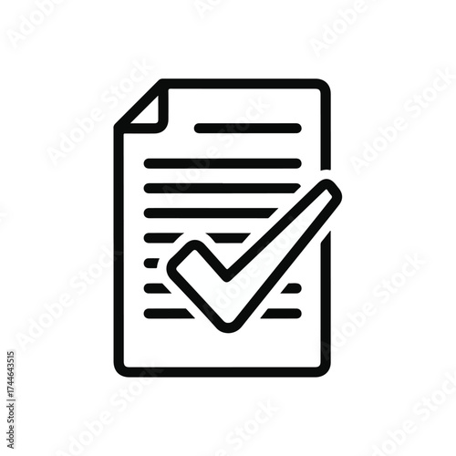 Simple Icon Representing Approved Document With Check Mark for Adobe Stock Upload