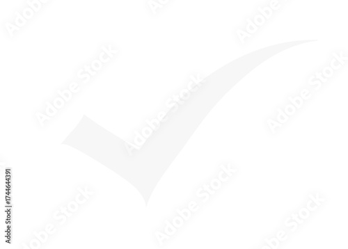 Elegant white check mark isolated against black background, symbolizing agreement, validation or approval, on transparent background
