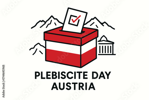 Austria’s flag combined with a ballot box or voting slip to symbolize democratic choice. Optional subtle outline of the Austrian Alps or parliament building in the background.
