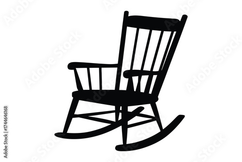 Vector silhouette illustration of a classic wooden rocking chair for eps download vector