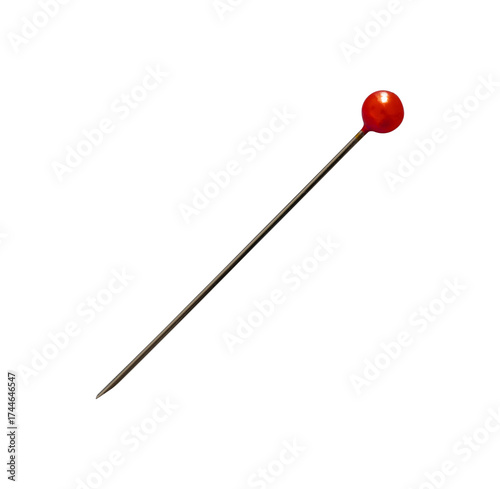 red straight pin needle isolated