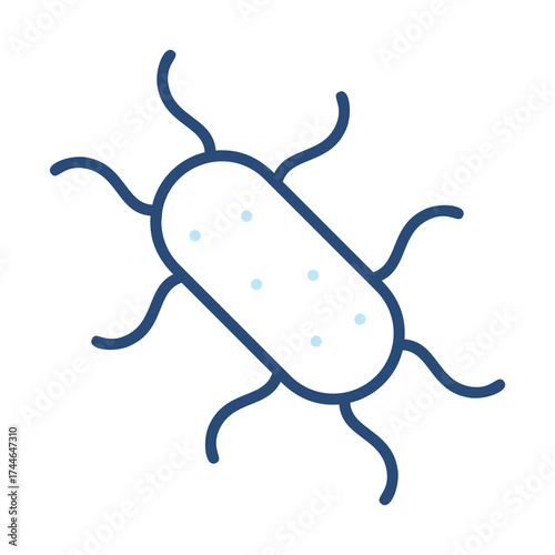 E Coli Icon Color Outline Style. Vector Illustration Design