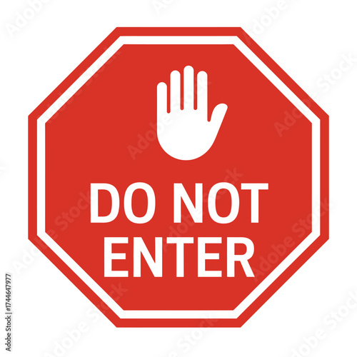 Scalable vector graphic of a red octagon 'do not enter' warning sign with hand icon vector