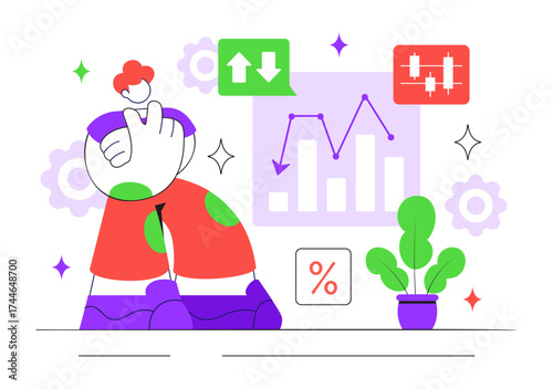 Online Stock Trading Platforms Illustration Featuring Buying and Selling Digital Assets Like Bitcoin for Potential Profit or Investment Purposes