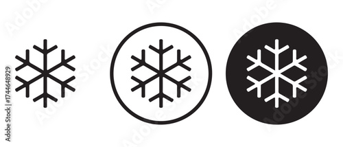 Snowflake icon set. isolated on white background, winter and cold symbol.