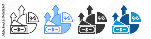 Profit Margin Icon Set Multiple Style Collection