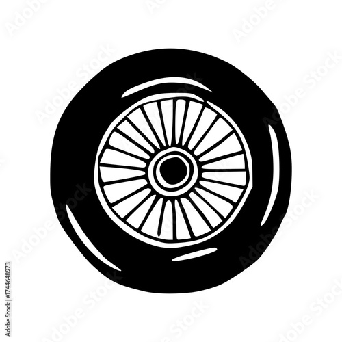 classic automotive wheel doodle clipart