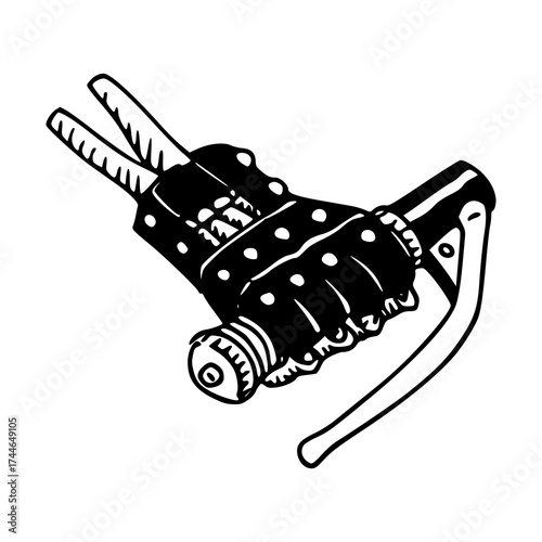 classic motorcycle grip and leather glove illustration