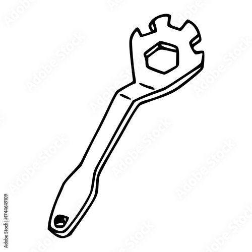 bicycle multi-tool wrench outline illustration