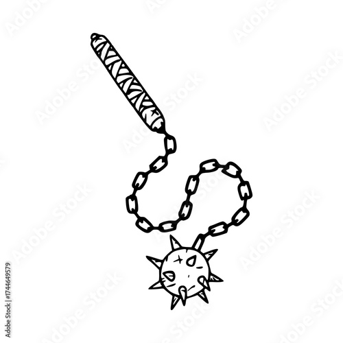 chain mace battle weapon illustration