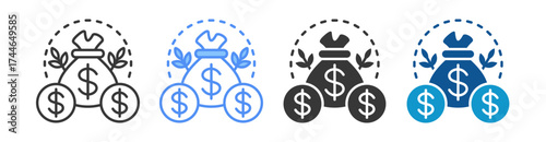 Profitability Icon Set Multiple Style Collection