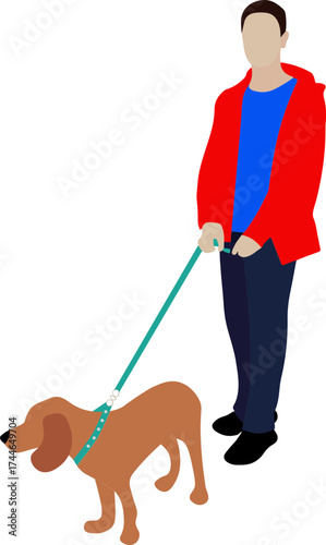 Hombre paseando un perro, ilustración vectorial. png, vector sin fondo