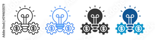 Business Strategy Icon Set Multiple Style Collection