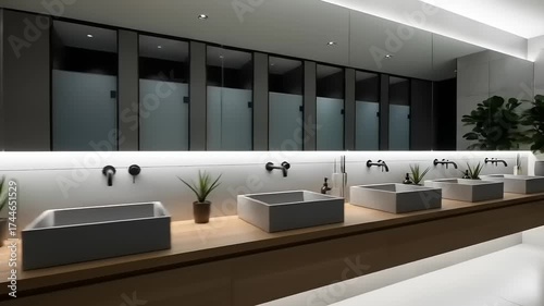 Modern Office Restroom Interior. (3)