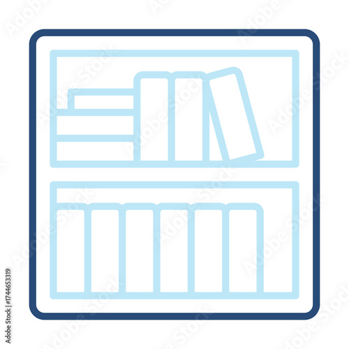 Bookshelf Icon Color Outline Style. Vector Illustration Design