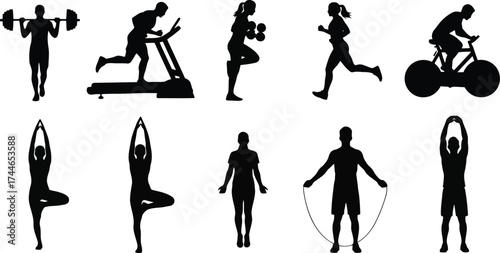 Dynamic fitness and gym activity vector illustration for health and wellness