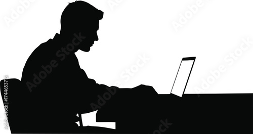 Man working on computer in modern office setting