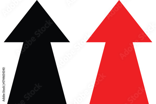 up arrow icon, black right arrow, black direction pointer, straight pointed arrow icon. arrows up icon set isolated on white background, with variable head size and variable long body arrow. eps 10