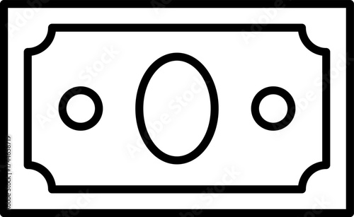 Simple outline icon of a banknote or dollar bill