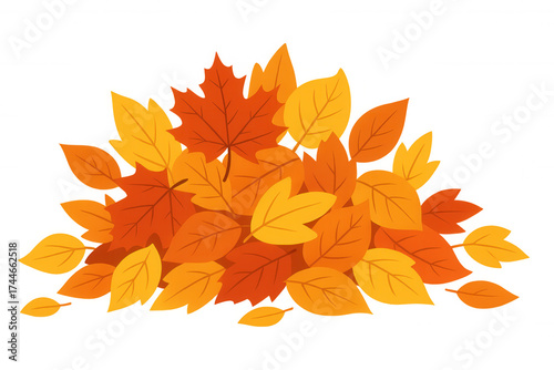 Autumn leaves pile illustration with falling foliage, collecting into a heap, seasonal nature graphic, transparent background