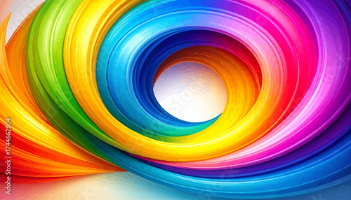 Vibrant Rainbow Swirl Abstract Background.