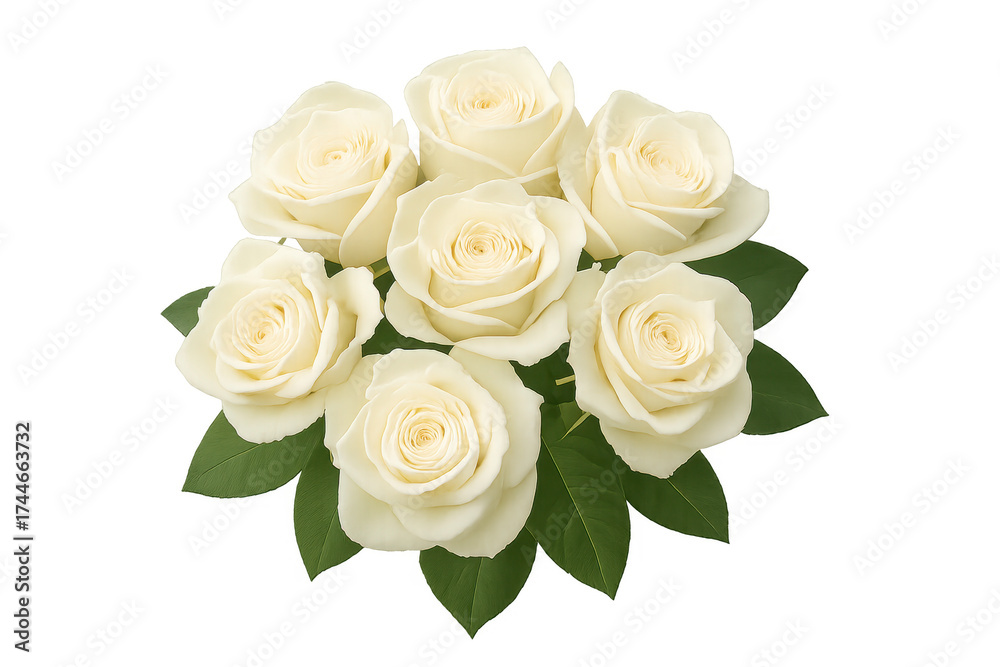 Naklejka premium White roses bouquet creating background on transparent