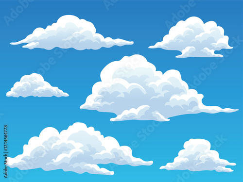 Cumulus cloud, summer cloud, fluffy clouds in bright blue sky